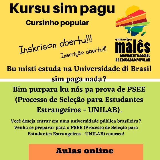 Card bilíngue (língua crioula guineense e língua portuguesa)